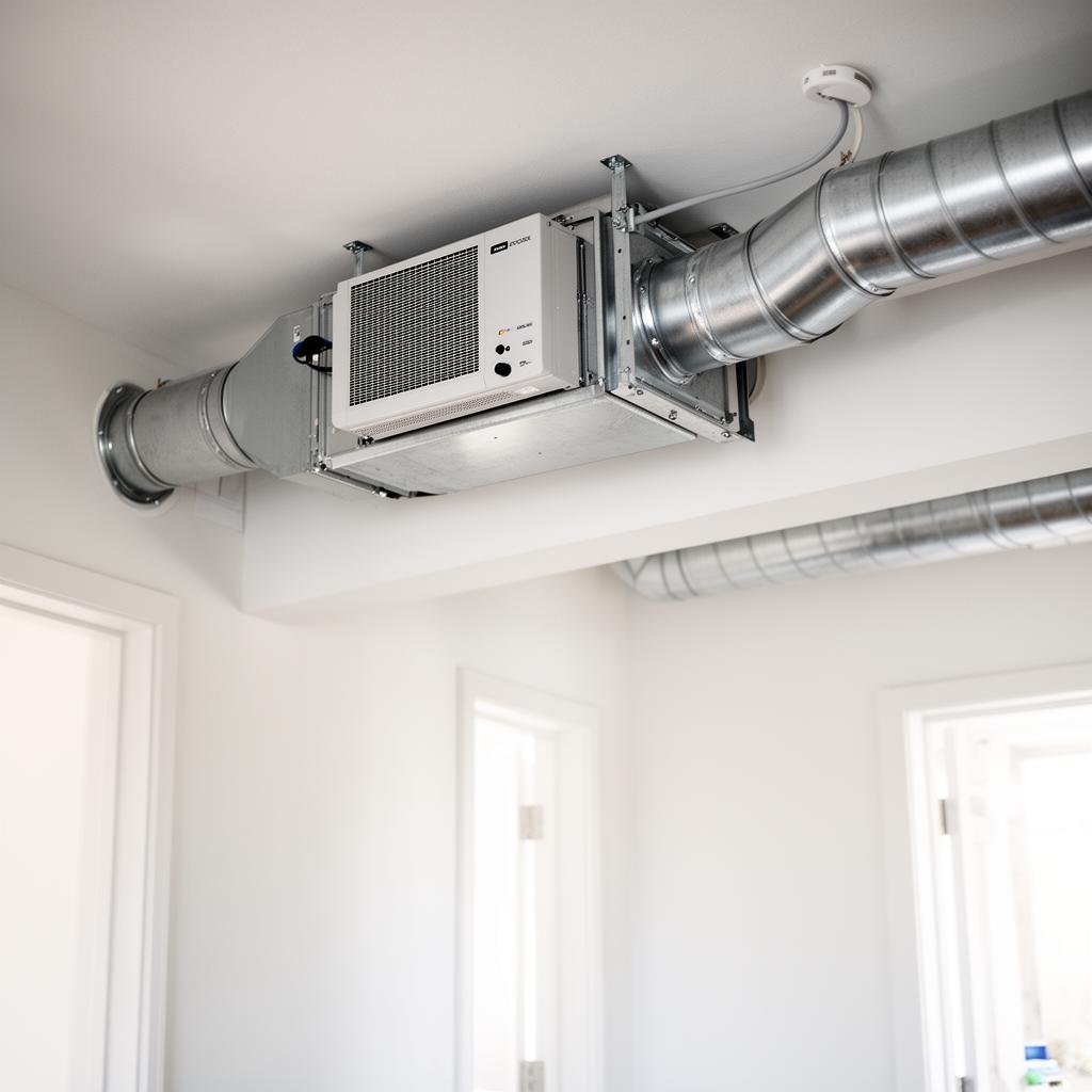 In-duct air purification system installed on residential HVAC ductwork